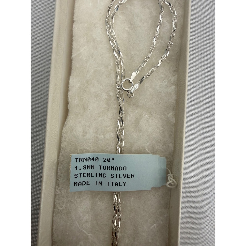 Italy Sterling Silver 1.9mm Tornado Chain Necklace 20 Inch TRN040